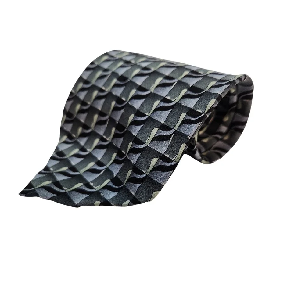 J.‎ Garcia Mens Tie The Blue Iceberg Collection Fifteen Silk Grey Black 4 x 58